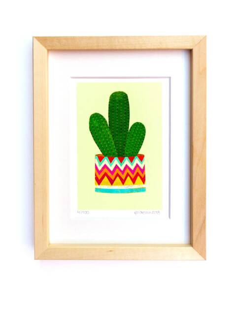 Cactus Still Life Print, Limited Edition Wall Art Nursery Bohemian, Archival, Home Decor, Handmade - image 1