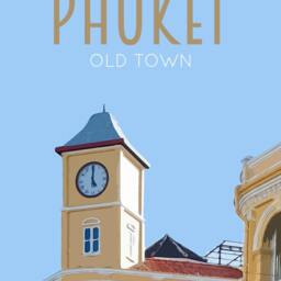 Phuket Travel Poster - Retro Vintage Style Old Town Art Print, Artwork, Homeware, Thailand Travel Print - thumbnail 2