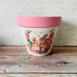 Bunny Flower Pot, Plant Gifts, Decorations, Home Pink Rabbit Gifts - thumbnail 3