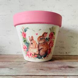 Bunny Flower Pot, Plant Gifts, Decorations, Home Pink Rabbit Gifts - thumbnail 2