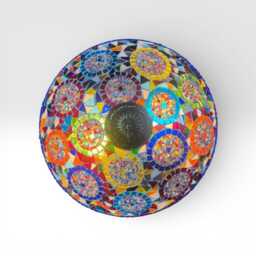 Handmade Turkish Mosaic Flush Mount Ceiling Lamp Staining Glass Art - thumbnail 3