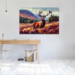 Scottish Stag, Scottish Landscape, Vibrant Colours Wall Art, Hangings , Home D??cor, Mounted Canvas Print Ready To Hang - thumbnail 3