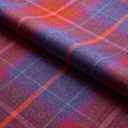 Purple & Orange Check Wool Cushion - Feather Filled Velvet Reverse Made in England - thumbnail 2