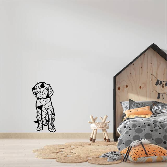 Geometric Puppy Dog Wall Art, Minimalist, Modern, Abstract, Decal, Mural, Transfer, Boho -G045 , 5 Sizes, 36 Colour Options - image 1