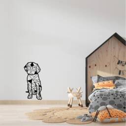 Geometric Puppy Dog Wall Art, Minimalist, Modern, Abstract, Decal, Mural, Transfer, Boho -G045 , 5 Sizes, 36 Colour Options - thumbnail 1