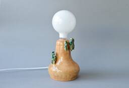 Handmade Beige Ceramic Table Lamp, Minimalist Modern Bedside Lighting, Neutral Home Decor Accent