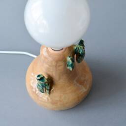 Handmade Beige Ceramic Table Lamp, Minimalist Modern Bedside Lighting, Neutral Home Decor Accent - thumbnail 2