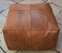 Moroccan Leather Poufs, Luxury Poufs, Moroccan Handmade Poufs, Moroccan, Brown Pouf, Pouf, Pouffe, Leather Pouf, Moroccan Pouf, Ottoman Pouf