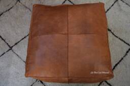 Moroccan Leather Poufs, Luxury Poufs, Moroccan Handmade Poufs, Moroccan, Brown Pouf, Pouf, Pouffe, Leather Pouf, Moroccan Pouf, Ottoman Pouf - thumbnail 2