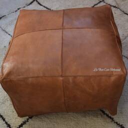 Moroccan Leather Poufs, Luxury Poufs, Moroccan Handmade Poufs, Moroccan, Brown Pouf, Pouf, Pouffe, Leather Pouf, Moroccan Pouf, Ottoman Pouf - thumbnail 4