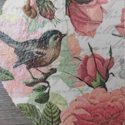 Rose & Songbird Slate Heart Plaque Botanical Wall Hanging - 15cm - thumbnail 3