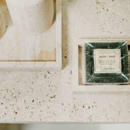 Jazzal L Stone Table/Ivory Tones, Minimalist Natural Travertine Bedside/Sofa-Side/Livingroom/Coffee - thumbnail 4