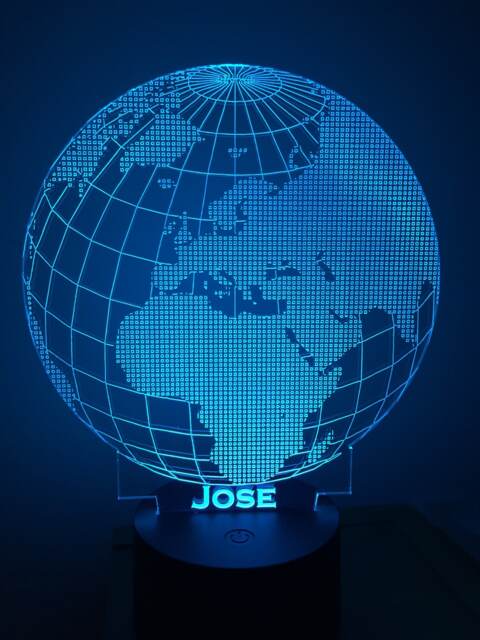 Word Globe, Personalized 3D Illusion Smart App Control Night Light Bluetooth, Music, 7&16M Color Mobile App, Made in UK - image 1