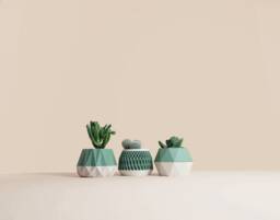 Set Of 3 Wooden Indoor Succulent Planter , Idea For Home Gifts Mid Century Modern Plant Lovers
