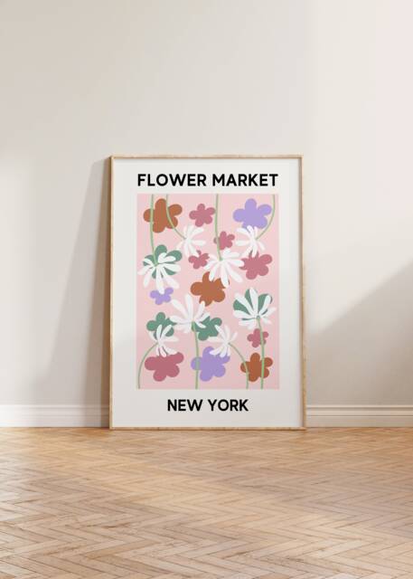 Flower Market Print Poster, New York Print, Aesthetic Floral Wall Art Home Decor, Les Fleurs - image 1