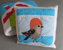 Cuddly Pillow...robin...animal Pillow...winter Pillow...decorative Pillow...children's Room...playing...sleeping - thumbnail 1