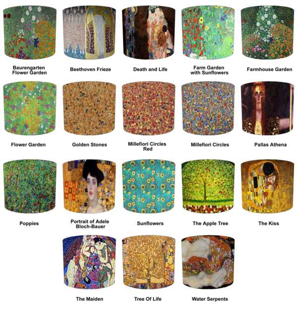 Art Nouveau Gustav Klimt Drum Lampshade For Ceiling Light Pendants Or Table Lamp Bases - image 1