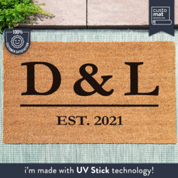 Personalized Bold Underlined Initials & Est. Date Serif Door Mat - Custom Coir Rug New Home Gift Cute Couples Housewarming - thumbnail 1