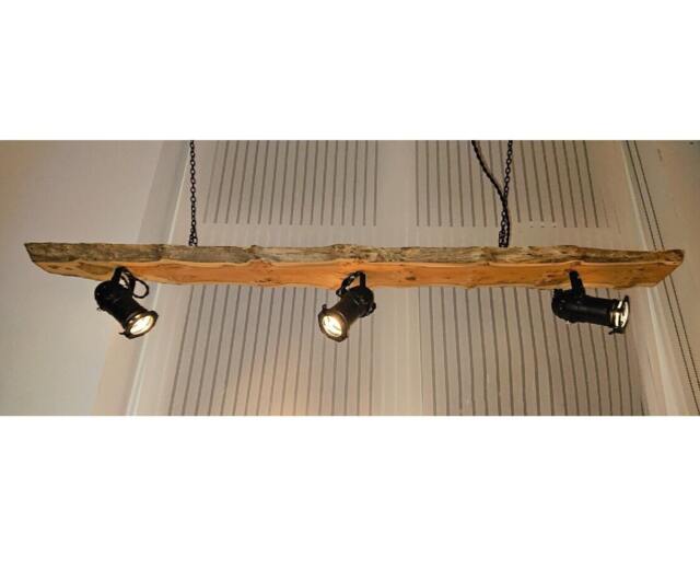 Rustic Yew Wood Beam Led Spotlight - Hanging Timber Light Fixture - image 1