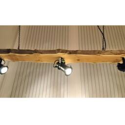 Rustic Yew Wood Beam Led Spotlight - Hanging Timber Light Fixture - thumbnail 2