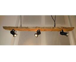 Rustic Yew Wood Beam Led Spotlight - Hanging Timber Light Fixture - thumbnail 1