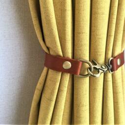 Minimalist Leather Curtain Tieback With Bronze Hardware - thumbnail 2