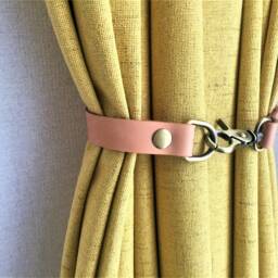 Minimalist Leather Curtain Tieback With Bronze Hardware - thumbnail 3