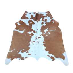 Authentic Large Brown & White Cowhide Rug - Statement Piece For Sophisticated Decor - 34x38 Inches - thumbnail 1