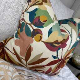Robins Wood Mulberry Cushion Cover Sanderson Designer Fabric Viscose Linen Floral Pillow Case Double-Sided Handmade Decor UK Made - thumbnail 3