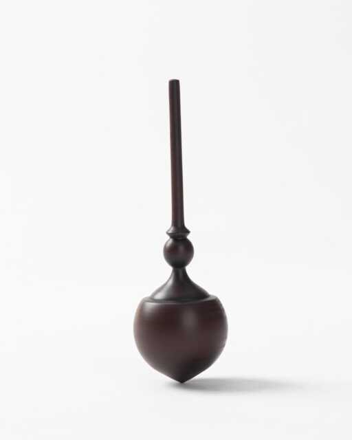 Wenge Wood Spinning Top Sculpture - Minimalist Desk Object Dark Art - image 1