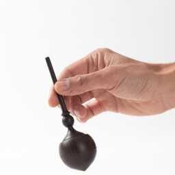 Wenge Wood Spinning Top Sculpture - Minimalist Desk Object Dark Art - thumbnail 3