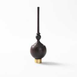 Wenge Wood Spinning Top Sculpture - Minimalist Desk Object Dark Art - thumbnail 2