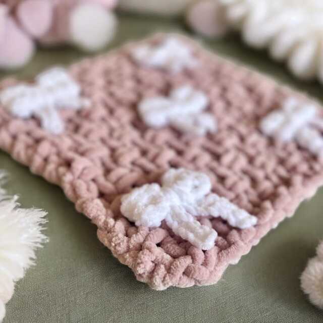 Baby Girl Comforter, Pink Lovey Blanket, Bow Security Blanket For Baby, Handmade Comfort Gift - image 1