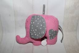 Music Box Elephant Pink/Grey With Wish Music Box
