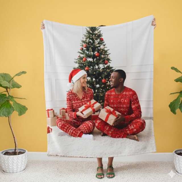 Personalised Christmas Photo Fleece Blanket Custom Gifts, Name Gift - image 1
