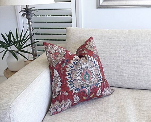 Boho Pillow Cover Castleford Dark Red Bohemian Cushion - image 1