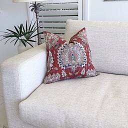 Boho Pillow Cover Castleford Dark Red Bohemian Cushion - thumbnail 2