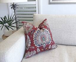 Boho Pillow Cover Castleford Dark Red Bohemian Cushion - thumbnail 1