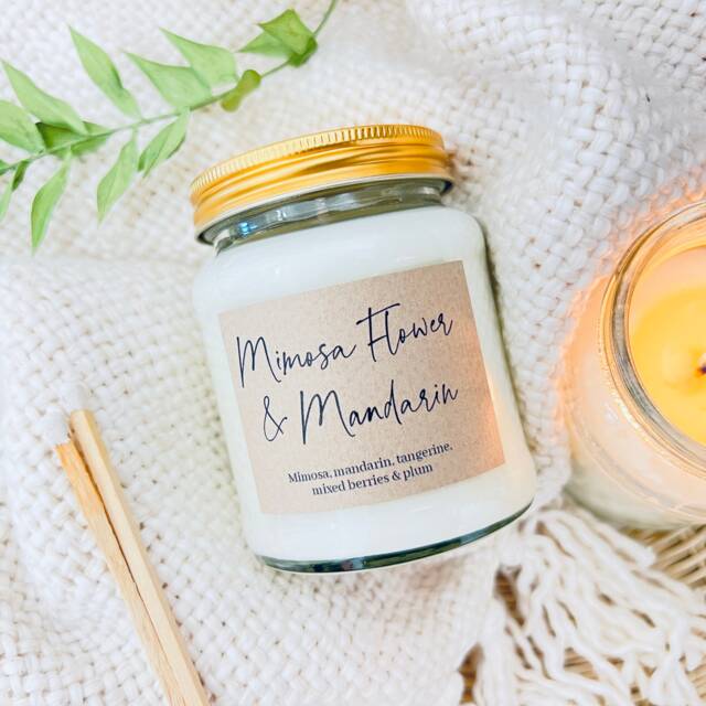 Mimosa Flower & Mandarin Handmade Soy Scented Candle - image 1