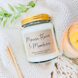 Mimosa Flower & Mandarin Handmade Soy Scented Candle - thumbnail 1