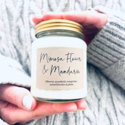Mimosa Flower & Mandarin Handmade Soy Scented Candle - thumbnail 2
