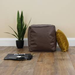 Faux Leather Cube Bean Bag Stool Handmade Footstool, Beans Included - thumbnail 1