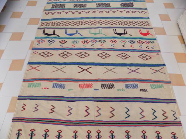 Vintage Moroccan Hanbel Rug, Flatwoven Berber Kilim - image 1