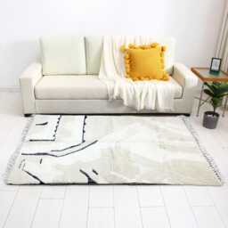 Handmade White Wool Boujaad Rug Authentic Moroccan Berber Carpet - thumbnail 4