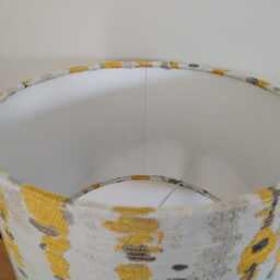 Mustard Abstract Lampshade Grey Yellow Woven Shapes Handmade Neutral Fabric Drum Lamp Shade Ceiling Pendant Or Table Floor - Various Sizes - thumbnail 4