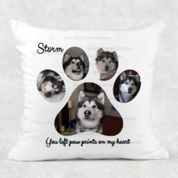 You Left Paw Prints On My/Our Heart(S Cover Pillow Case Custom Gift With Photos, Pet Memorial, Personalised Cushion Cover - thumbnail 1