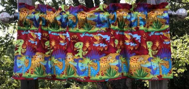 Dinosaur Valance Baby Dino T-Rex Pterodactyl Curtain Toddler Boys Room Custom Window Treatment Nursery Playroom Decor - image 1