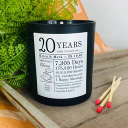 20Th Wedding Anniversary Personalised Candle Gift - Couples - Parents Wife Husband 20 Years & Counting Matt Black Glass Jar - thumbnail 2