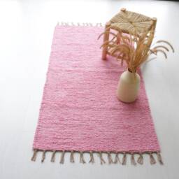 Medium Handwoven Pink Rug, Nursery Bathroom Bedroom Kitchen Girl Room Decoration, Hallway Rug - thumbnail 3