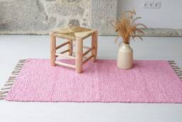 Medium Handwoven Pink Rug, Nursery Bathroom Bedroom Kitchen Girl Room Decoration, Hallway Rug - thumbnail 1